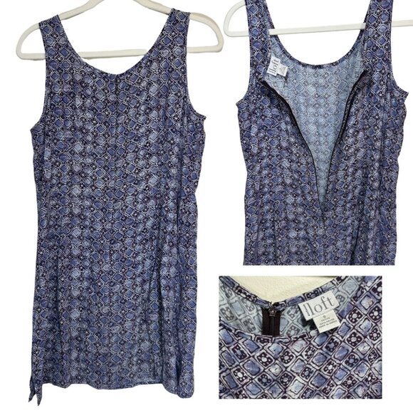 LOFT Navy Geometric Mini Dress - Picture 2 of 4